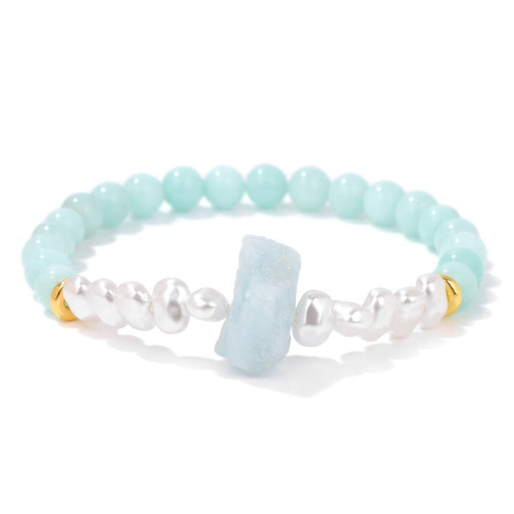 Beaded natural stone bracelet, adjustable, Eline design for spiritual grace.