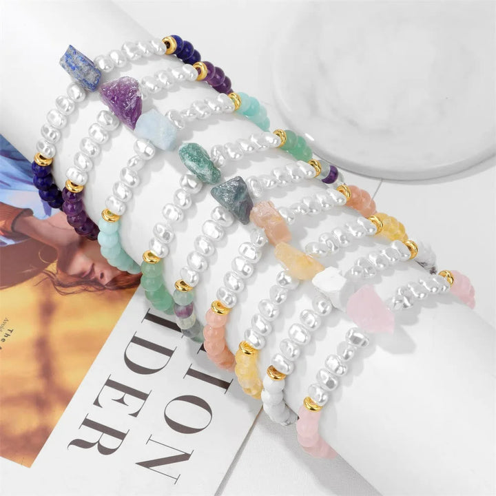 Beaded natural crystal bracelet, Eline series, for spiritual wear and elegance.