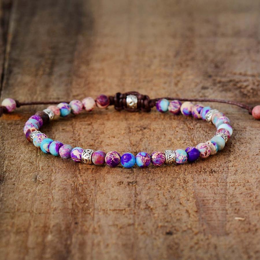 Unisex natural jasper stone healing energy bracelet for meditation and stress relief