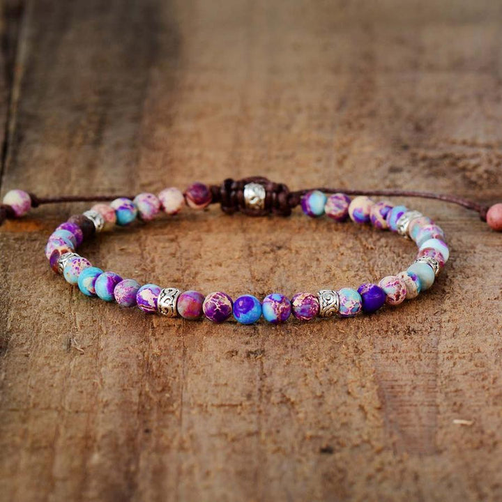 Unisex natural jasper stone healing energy bracelet for meditation and stress relief