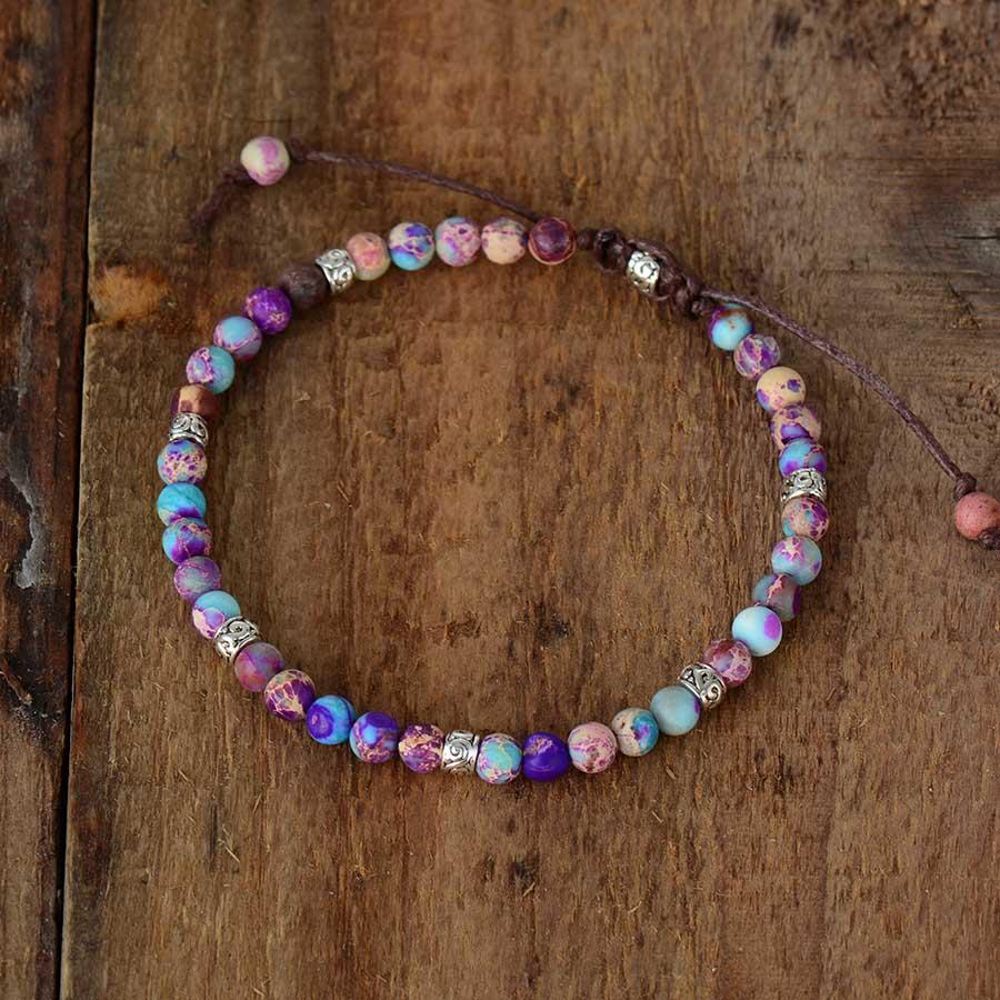 Stackable natural jasper stone bracelet, Nyima, promoting healing and meditation