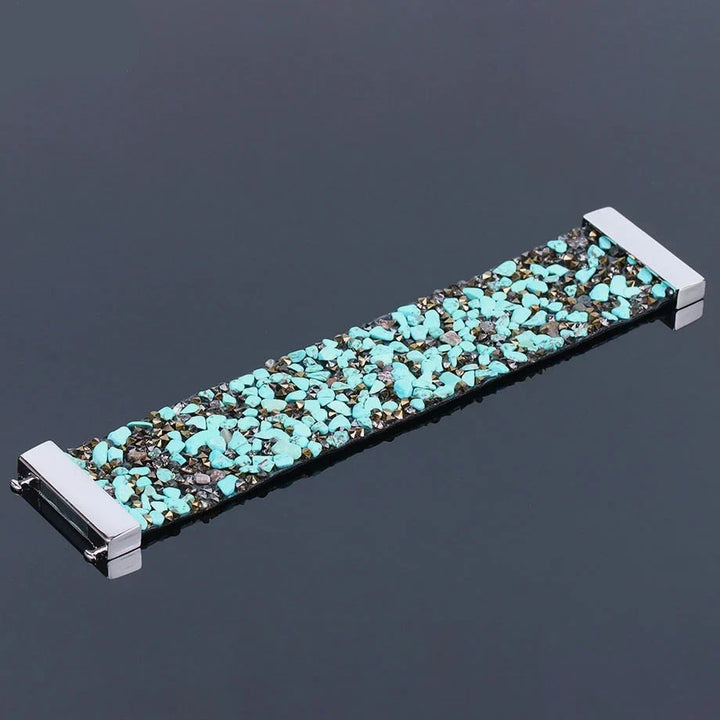 Gift idea: Adjustable unisex natural stone & crystal leather bracelet. Bohemian style accessory.