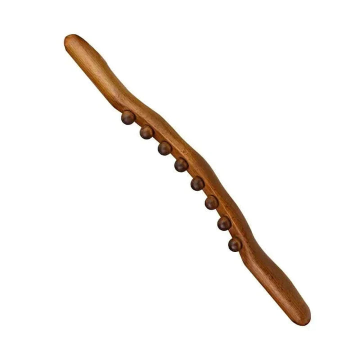 Handheld wooden Gua Sha massager for effective muscle therapy, stress reduction & wellness.