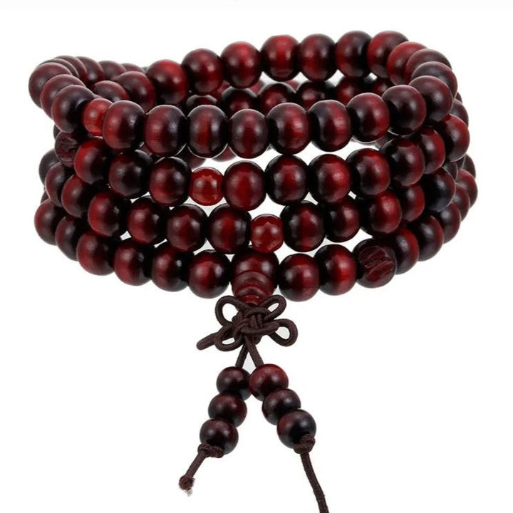 Adjustable natural wooden meditation bracelet. Stylish unisex wooden jewelry for spiritual practice.