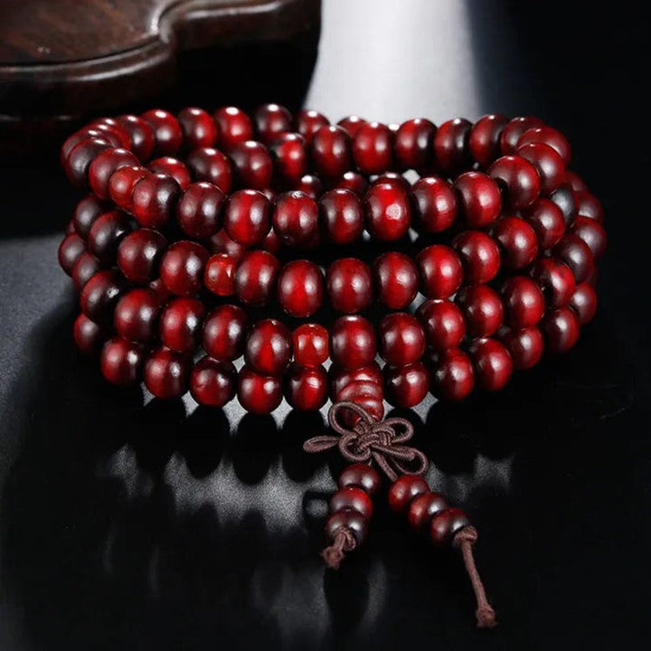 Calming natural wooden meditation beads bracelet. Unisex design, ideal for focus & mindfulness.