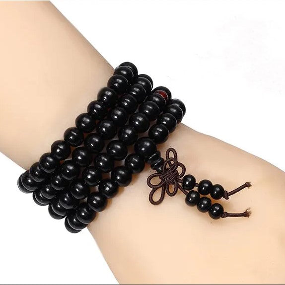 Versatile natural wooden prayer beads bracelet. A beautiful unisex spiritual accessory & wooden jewelry.