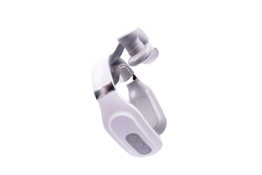 Ergonomic neck massager for shoulders & back. Provides deep tissue vibration & soothing heat for muscle pain.