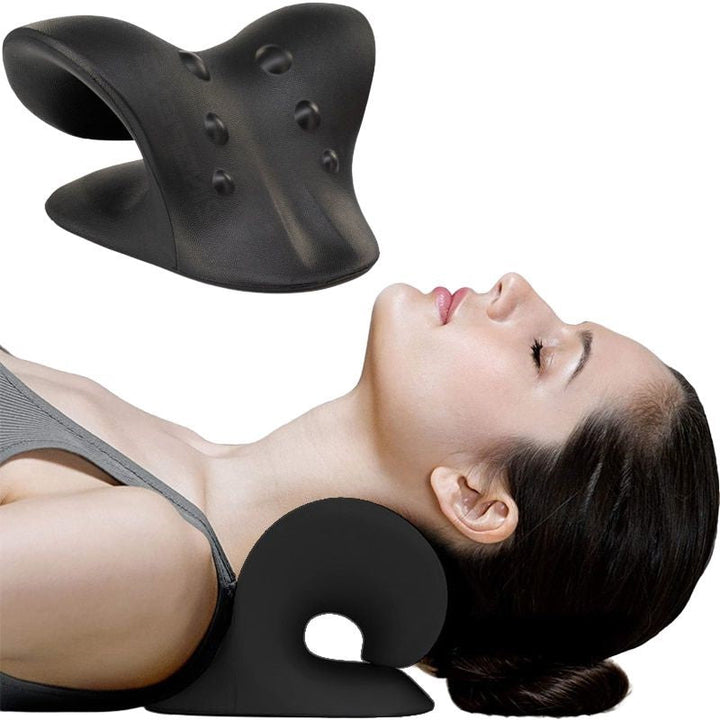 Unisex neck stretcher pillow for cervical spine pain relief, posture correction & muscle relaxation.