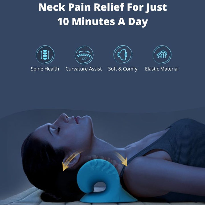 Foam neck pain relief pillow, a chiropractic device for spine alignment & comfort.