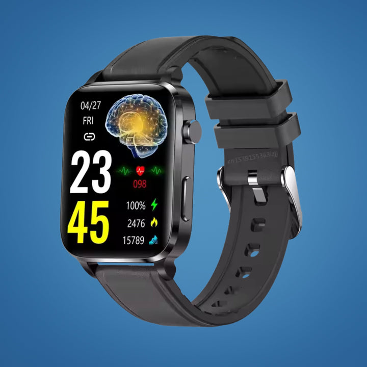 Wearable tech smartwatch: Non-invasive glucose monitor for diabetes management. Pain-free blood sugar tracking & health insights.