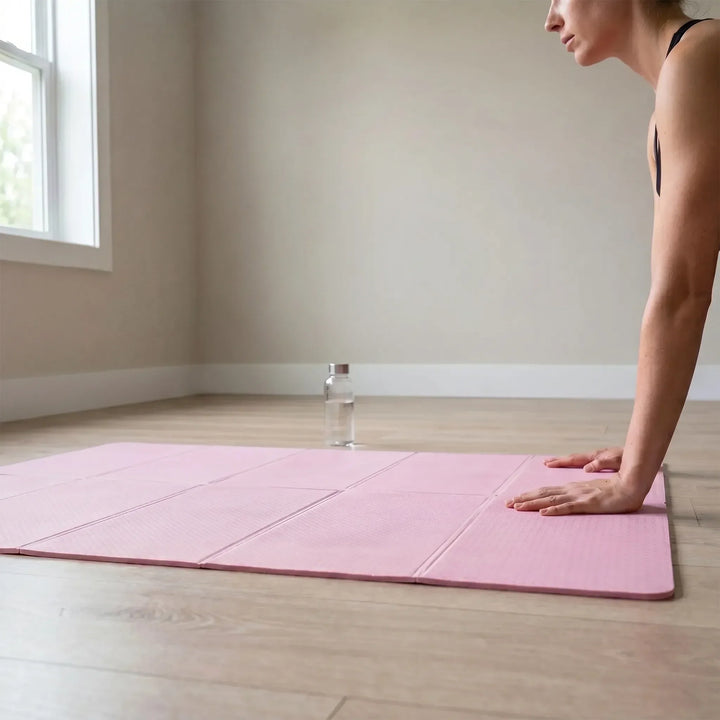 Unisex non-slip exercise mat for yoga & fitness routines, made from durable EVA foam for comfort & grip.