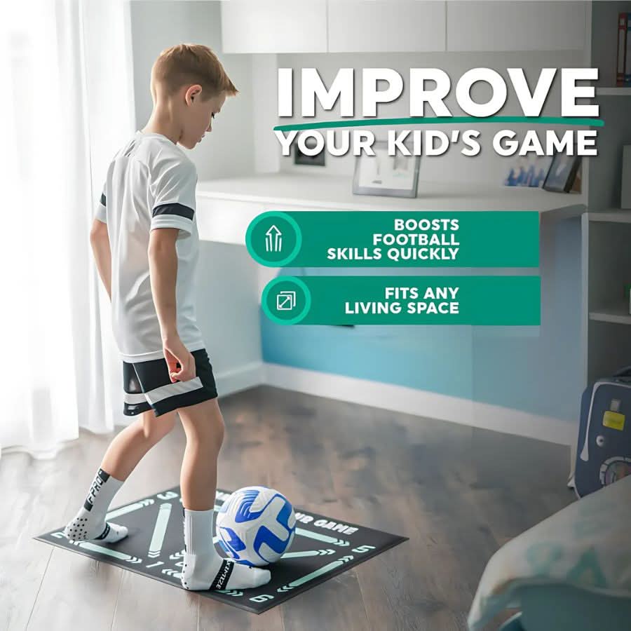 Fitness equipment: non-slip soccer training mat for athletic technique and skill building.