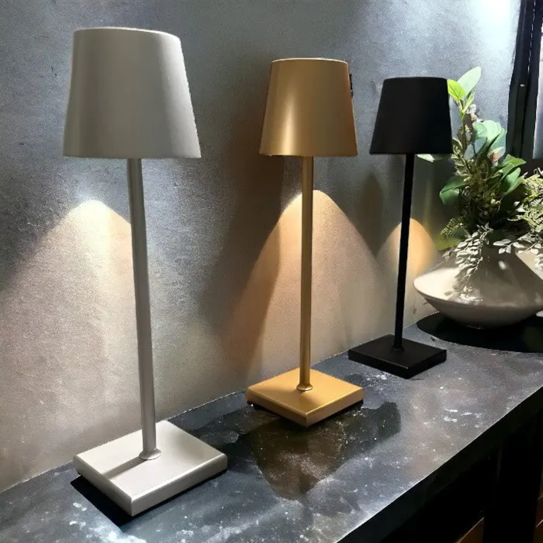 Unisex NordicAura rechargeable wireless LED table lamp, modern aluminum design, perfect for any space.