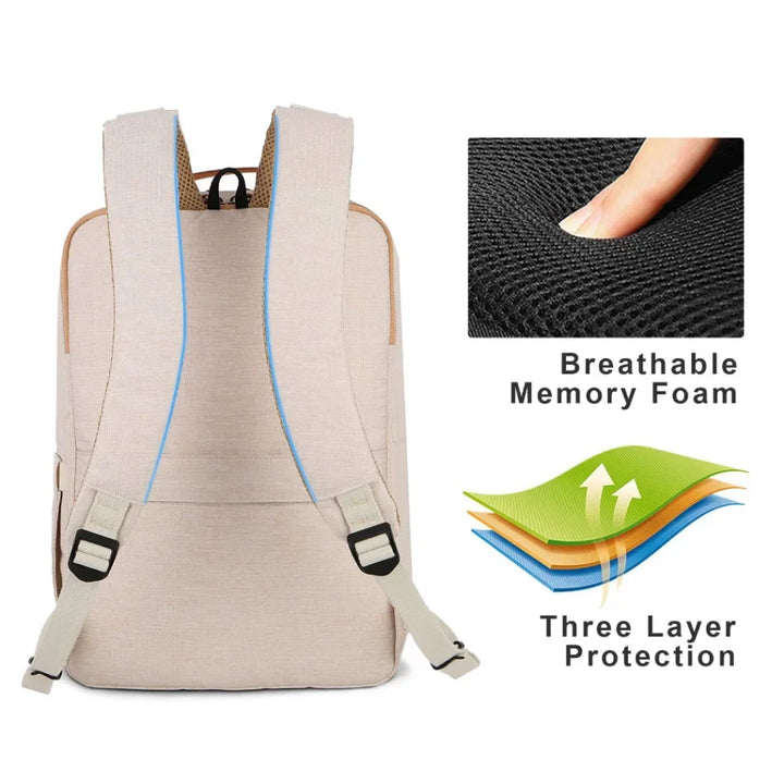 Organized Nova work backpack, ample space for essentials, dedicated laptop zone & USB port for seamless charging.
