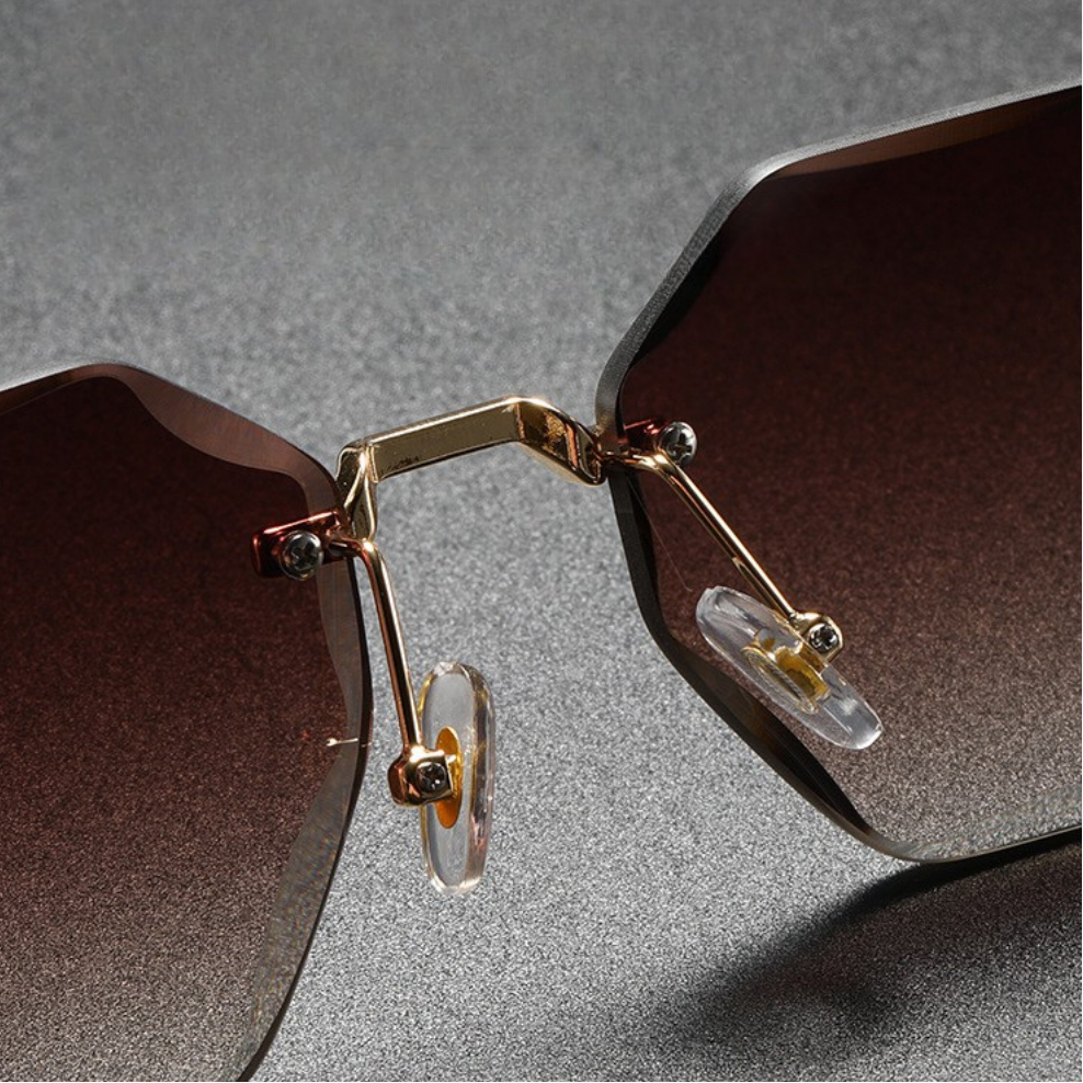 Chic unisex octagonal rimless eyewear, lightweight for all-day comfortable wear.