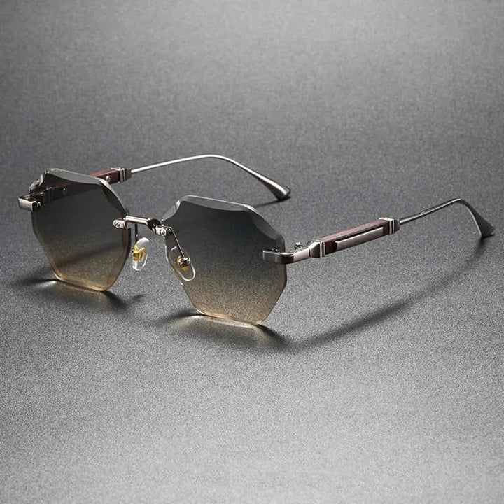Lightweight unisex octagonal rimless sunglasses, chic design for comfortable, stylish wear.