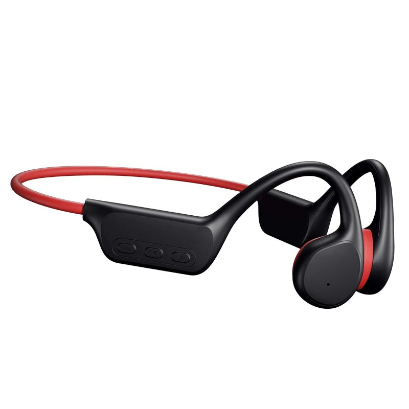 Unisex open-ear bone conduction headphones for safe cycling & running, maintaining environmental awareness.