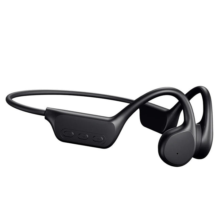 Waterproof wireless bone conduction sports headphones for outdoor activities like running, cycling, and hiking.