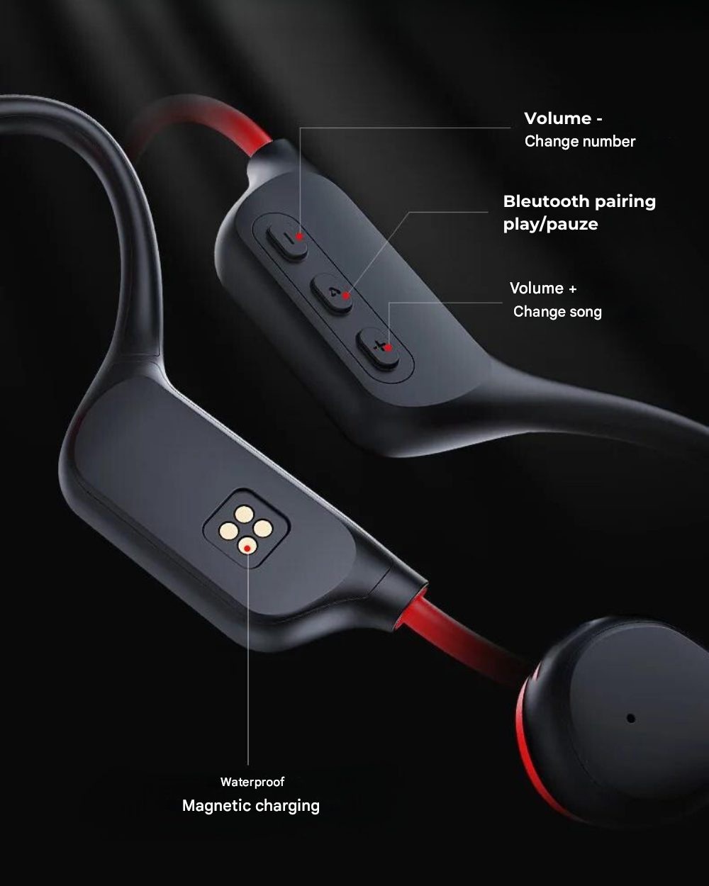 Wireless bone conduction headphones ideal for cyclists & runners, offering open-ear safety and comfort.