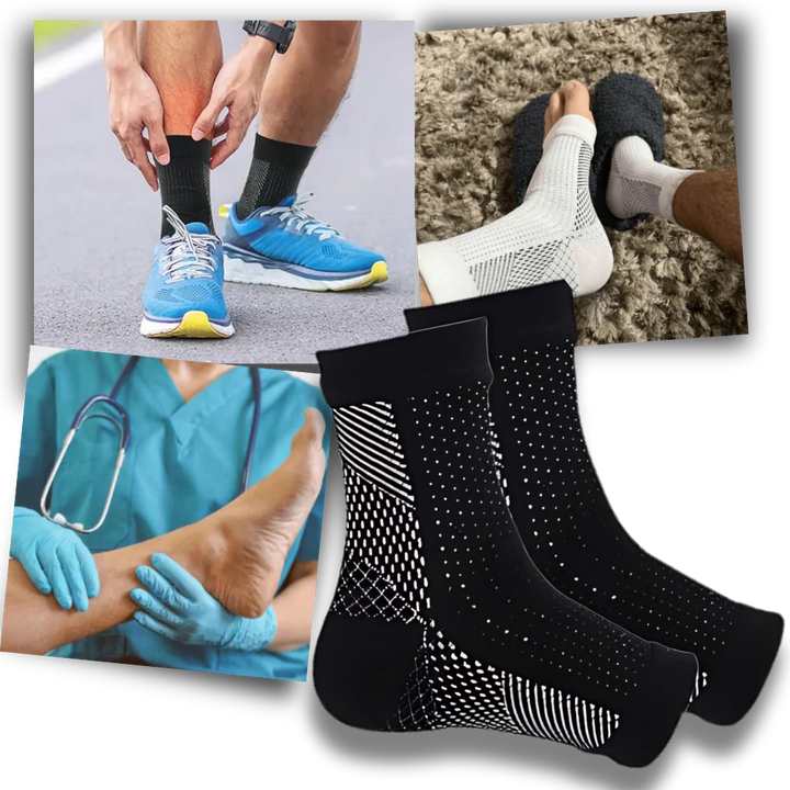 Unisex open-toe compression socks for daily comfort, providing foot relief and vital leg support for active use.