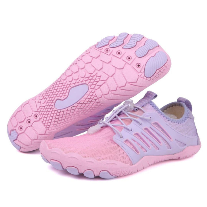 Natural walking barefoot shoes. Wide toe box & flexible sole promote foot health & pain relief.