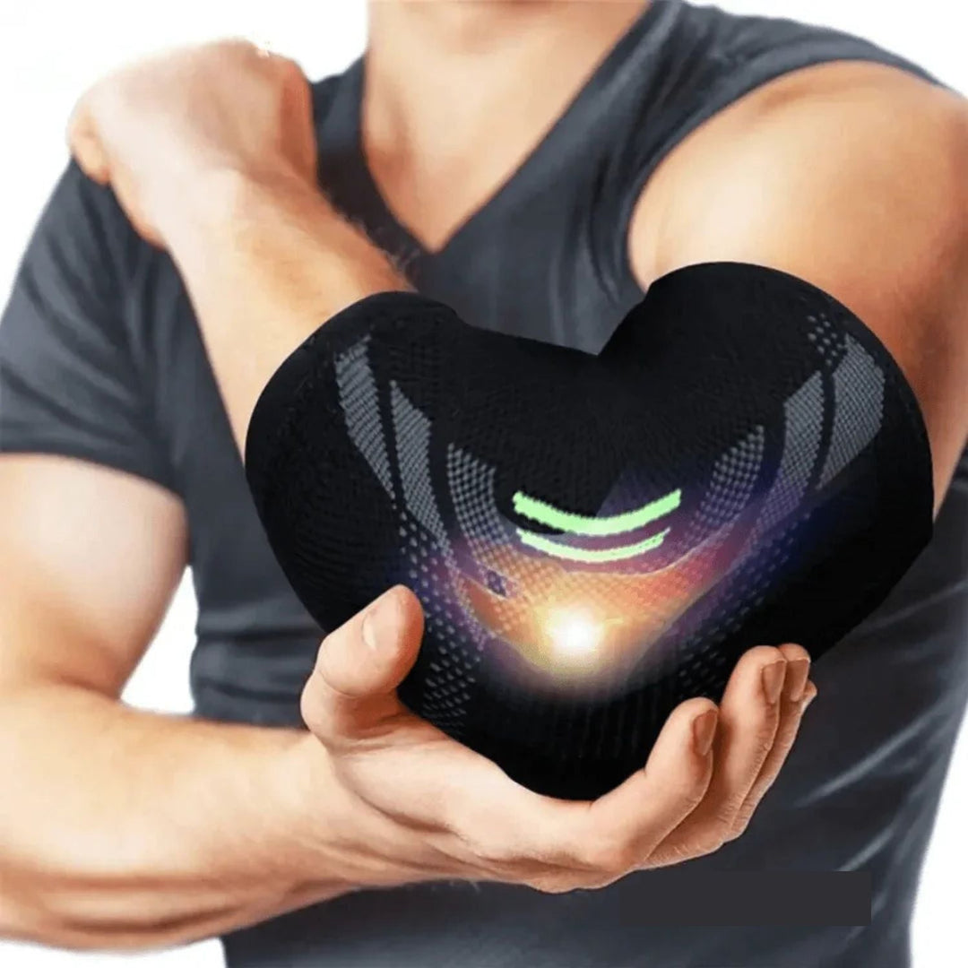FlexiSupport elbow brace for tendonitis pain relief and arm compression.