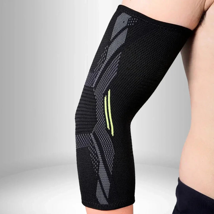 Adjustable orthopedic elbow brace for comprehensive joint support and recovery.