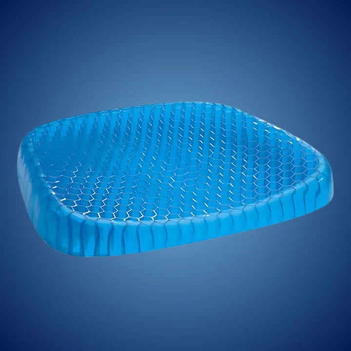 Ergonomic gel seat cushion provides pressure relief, lower back support & comfort for long sitting.