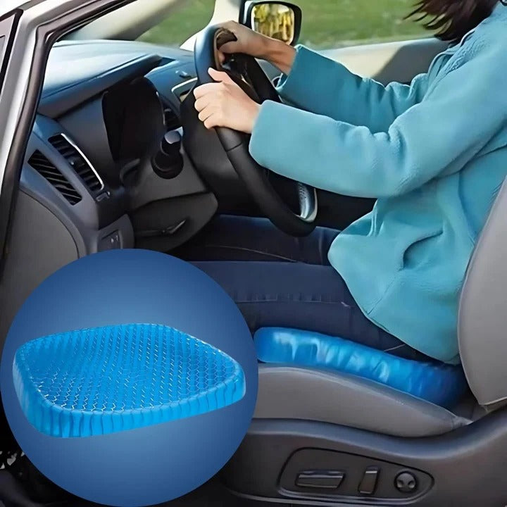Supportive orthopedic cushion with gel for tailbone pain relief, posture correction & office chair comfort.