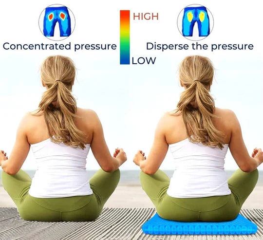 Comfortable gel seat cushion for long sitting, offering pressure relief, back support, and posture correction.