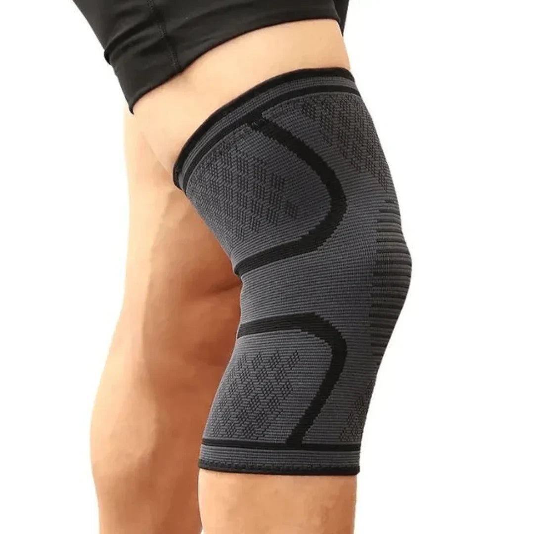 Knee support brace for pain relief, arthritis, and post-injury recovery.