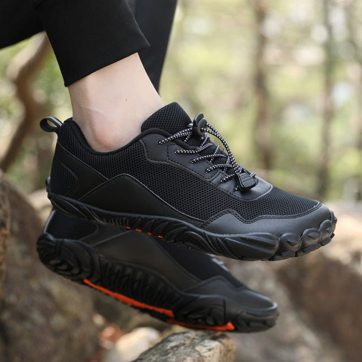 Outdoor adventure barefoot shoes: unisex, wide toe box, non-slip, orthopedic support for all terrain.