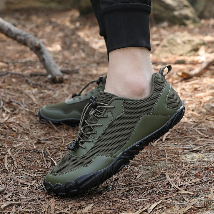 Unisex hiking shoes, wide toe box, non-slip, and orthopedic for walking comfort on challenging trails.