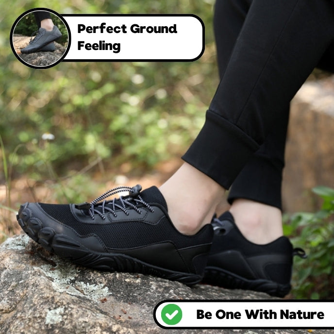 Orthopedic non-slip hiking trainers, unisex, breathable, wide toe box for all-day comfort on trails.