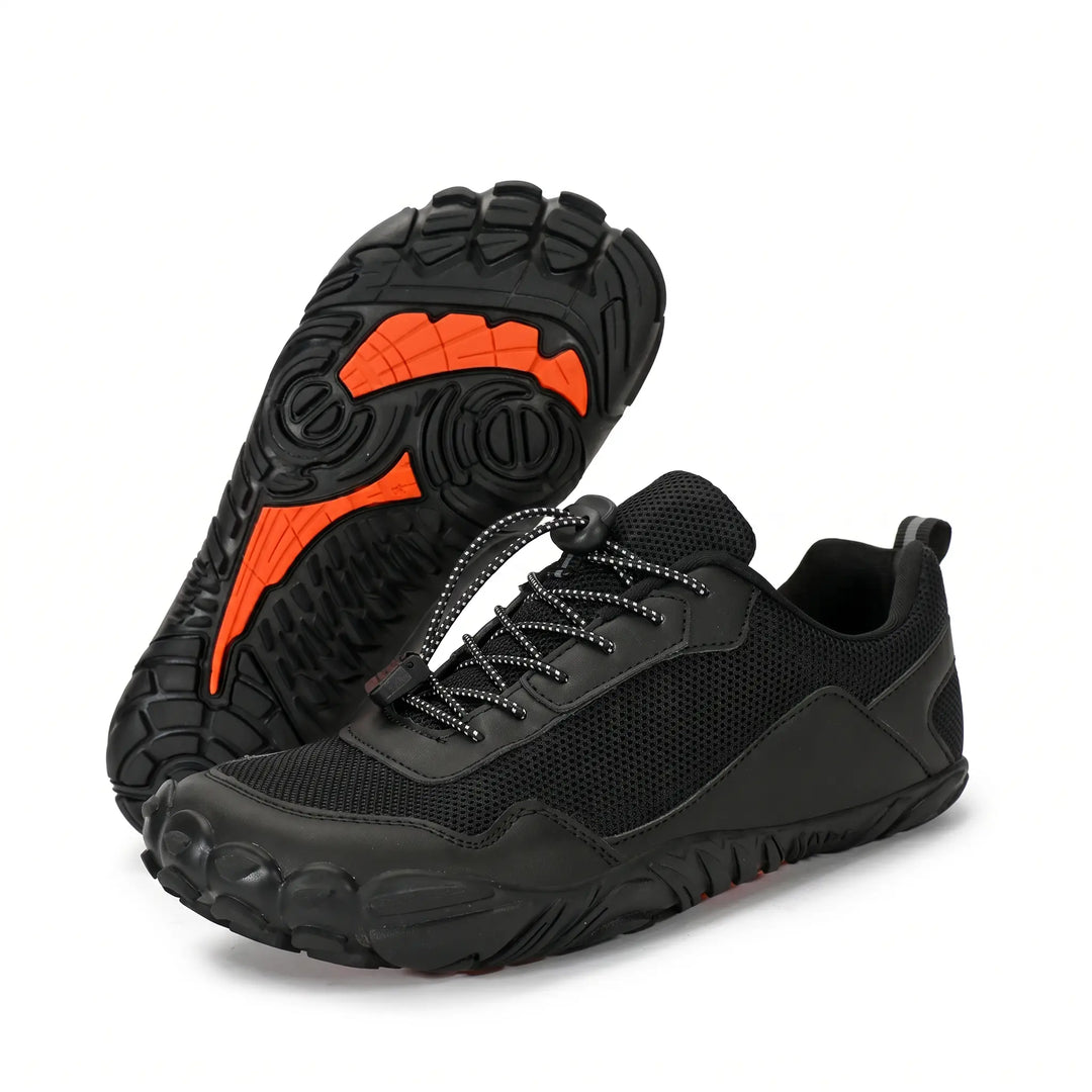 Breathable unisex barefoot trainers, wide toe box for natural spread, non-slip & orthopedic support.