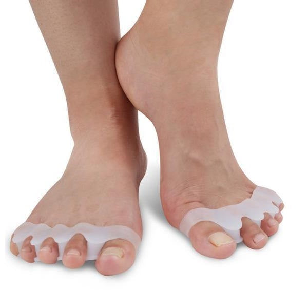 Unisex orthopedic toe corrector for bunion relief and hammer toe. Soft, adjustable toe separator for foot pain.