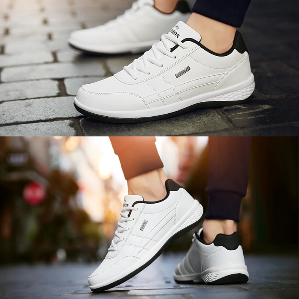 Leather orthopedic shoes, cushioned for daily wear & foot health.
