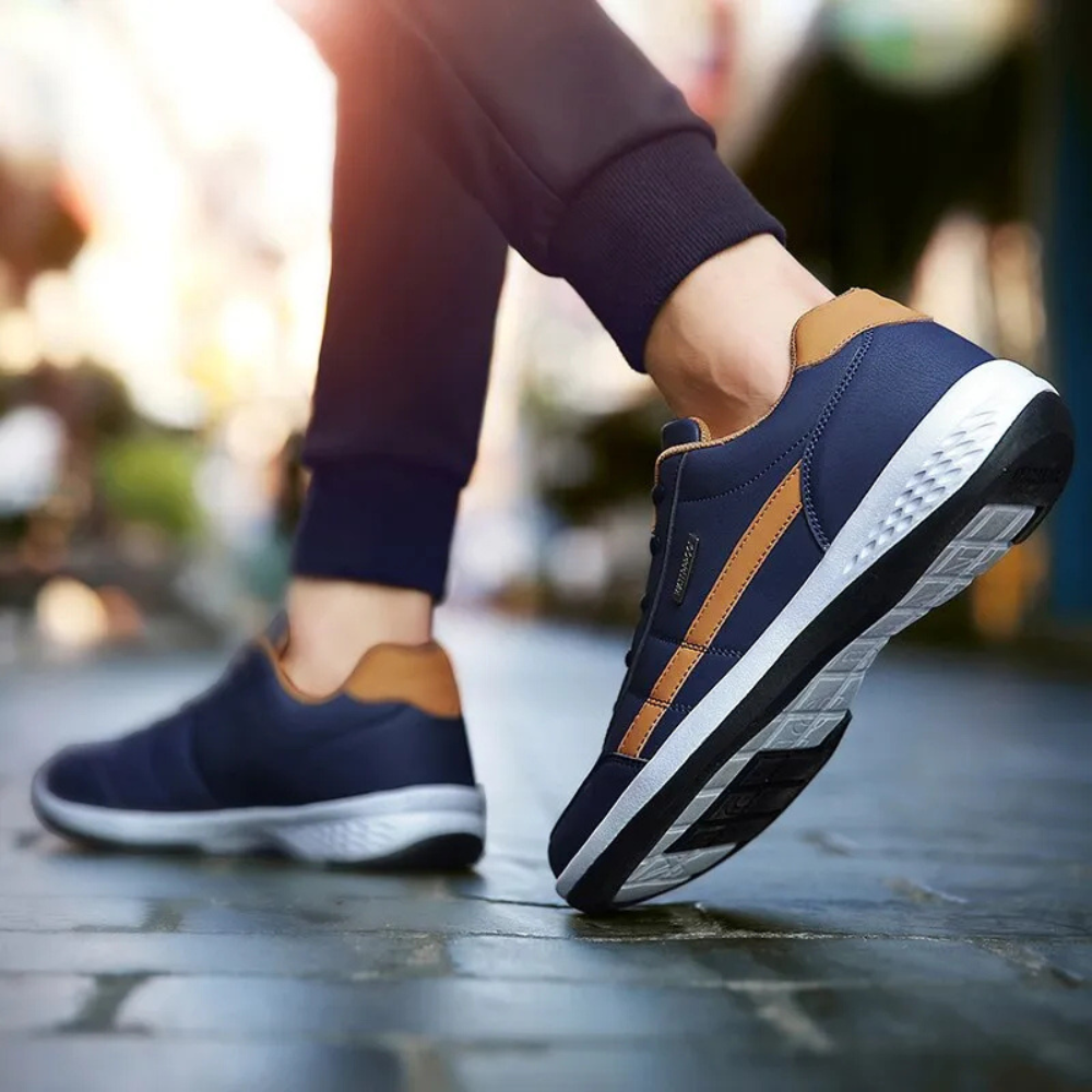 Cushioned orthopedic leather shoes, offering ultimate support & comfort for walking.