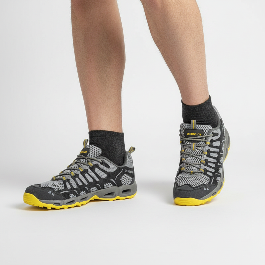 Close-up of the breathable mesh upper on Holly unisex orthopedic walking shoes, showcasing a comfortable fit