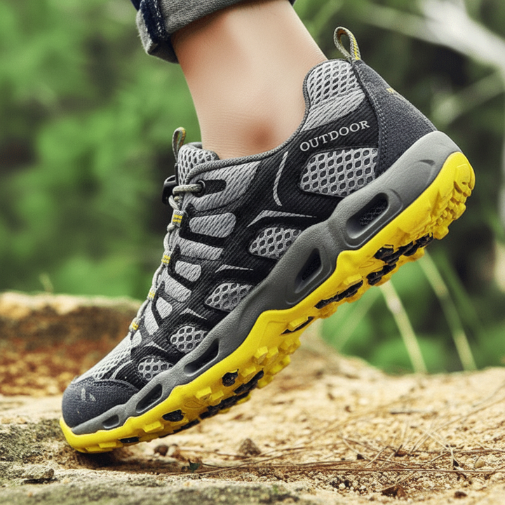 Side view of Holly unisex orthopedic walking shoes, highlighting the supportive sole and water-resistant material