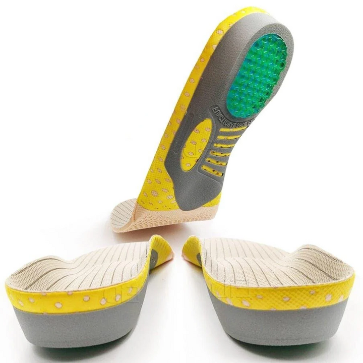 Foot health sole pads: orthotic gel insoles for plantar fasciitis & flat feet. Shock-absorbing inserts for comfort.