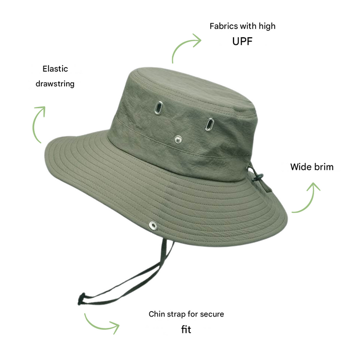 UPF 50+ unisex sun hat, water repellent and breathable for all outdoor pursuits.