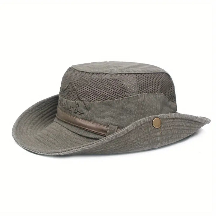 Lightweight unisex sun protection hat with wide brim and adjustable toggle, essential for summer outdoor use.