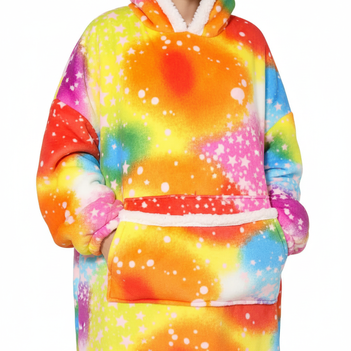 Warm hooded fleece blanket for adults, perfect for autumn and winter lounging