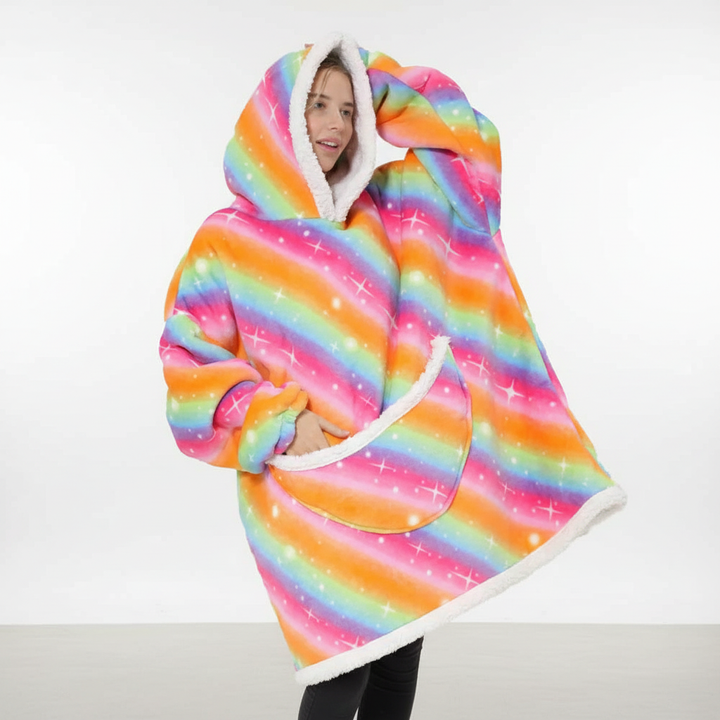 Cozy full-body hooded fleece blanket for ultimate relaxation