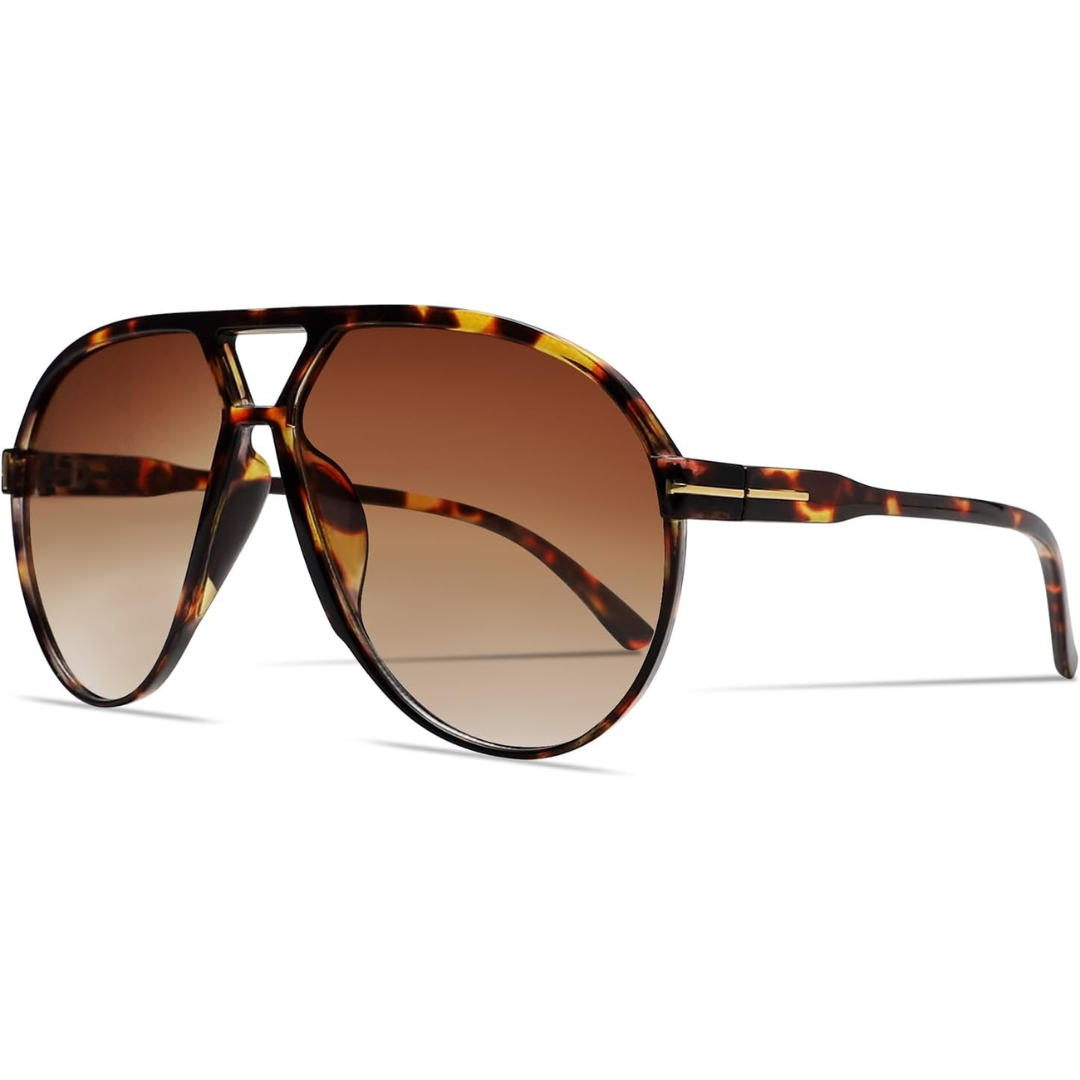 Unisex black oversized aviator sunglasses, a versatile accessory for any fashion-conscious individual.