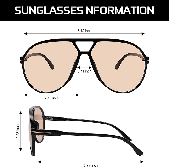 Classic oversized aviator sunglasses in a stylish black finish, providing essential UV400 eye protection.