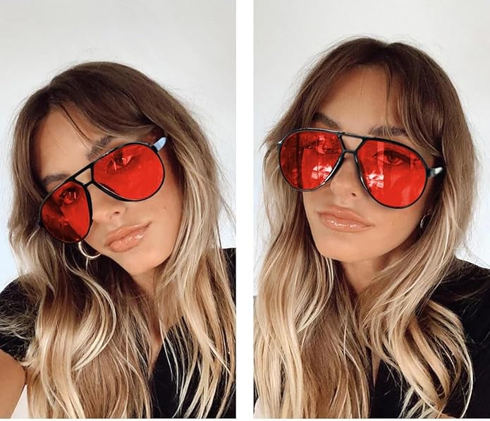 Oversized retro aviator sunglasses with mirrored lenses, offering a modern touch to a classic design.