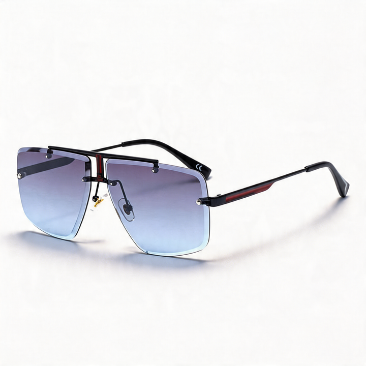 Bold unisex oversized rimless sunglasses, ensuring maximum sun protection and a unique style statement.