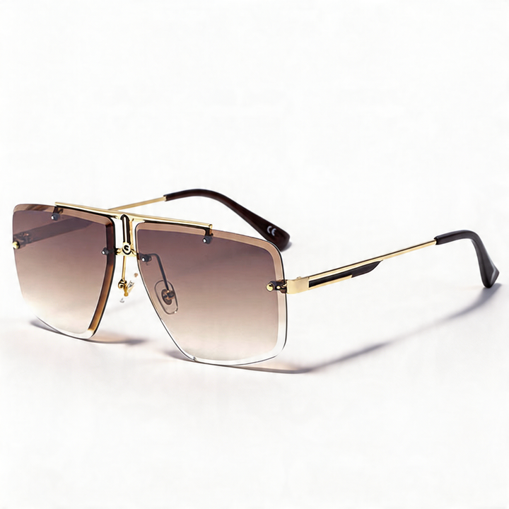 Trend-setting oversized rimless eyewear, offering unisex appeal & superior sun protection.
